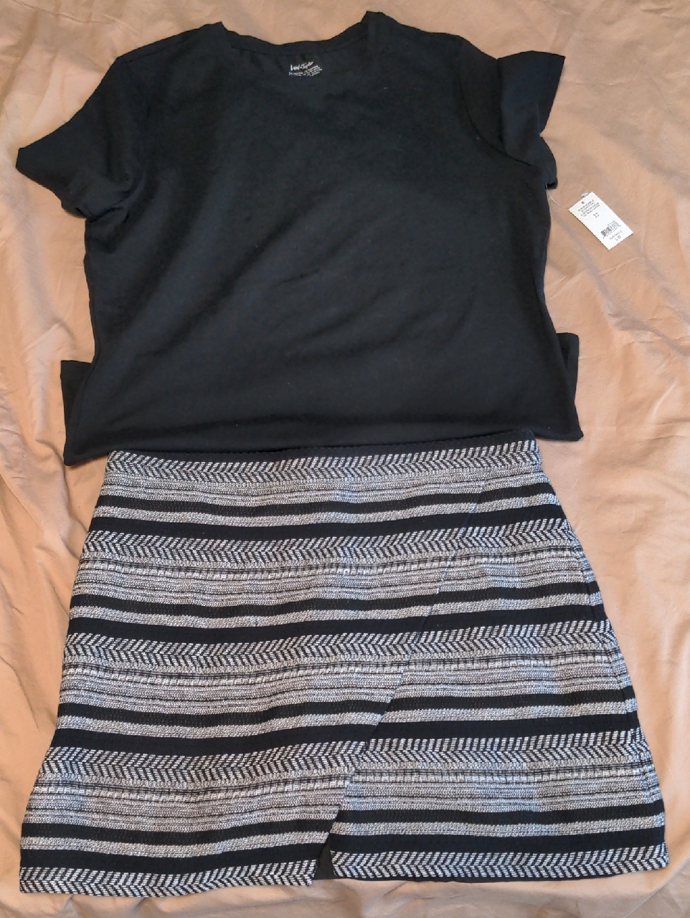 J. Crew Textured/Layered Skirt With Bonus NWT Lord & Taylor Tee